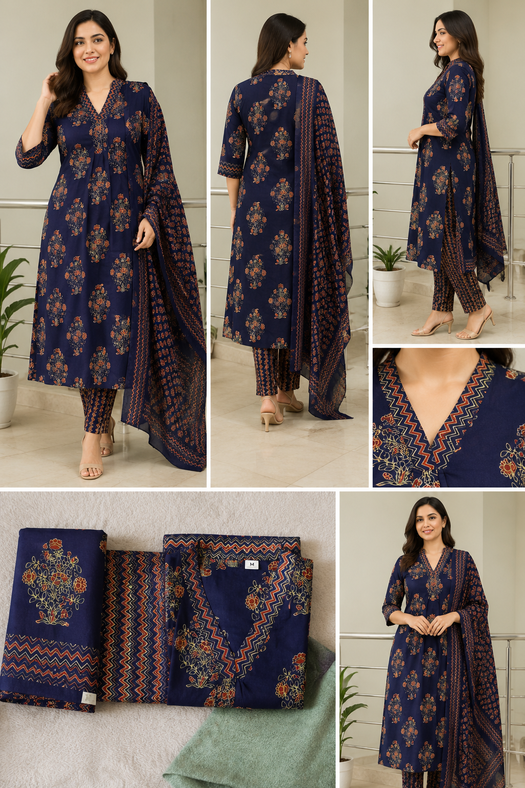 Navy Blue Printed 3-Piece Set